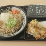 ゆで太郎 - おろしゲソ天そば500円、焼きのり100円
