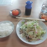 三共食堂 - 野菜炒め（B・３５０円）・めし（小・１００円）