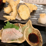 旬彩食卓 芦屋 ひろ - 天ぷらメイン 鯛のお刺身