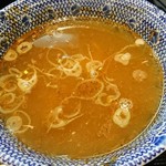 中華蕎麦 金魚 - つけ汁を半分ほど残してスープ割りをお願いします。