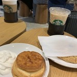 スターバックスコーヒー - 2019/08 2019/08 ドリップ コーヒー HOT Tall ¥330l、スターバックス ラテ Iced Tall ¥380、バターミルクビスケット ¥260+ ホイップクリーム