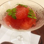 日本料理 久丹 - スイカの果肉とゼリー