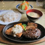 Bisutoro Waku - ハンバーグ照焼ソースと白身魚フライセット