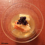 御料理 寺沢 - 毛蟹､白芋茎､橙､土佐酢ｼﾞｭﾚ掛け