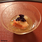 御料理 寺沢 - 毛蟹､白芋茎､橙､土佐酢ｼﾞｭﾚ掛け