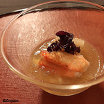 御料理 寺沢 - 毛蟹､白芋茎､橙､土佐酢ｼﾞｭﾚ掛け