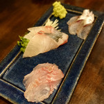 蒼凛 - お刺身三点盛り（イサキ・シマアジ・コチ）961円