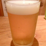 Kamakiri Udon - サービス生ビール♡  美味しい生なのがわかりますね〜。