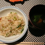 日本料理 晴山 - 菜花とじゃこの炊き込みご飯