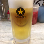 長浜屋台 やまちゃん - 「サッポロ生ビール(中)」×2杯