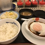 松屋 - ブラウンソースエッグハンバーグ定食をいただきました(2019.9.1)