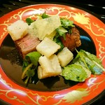 蓬左茶寮 - 宮崎牛 たいら貝 クレソン パルミジャーノ