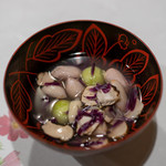 うを徳 - 2019.8 秋の味覚のお椀（北海道上富良野松茸、愛知銀杏、山形菊の花、千葉八街落花生）