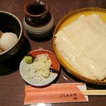 麺処酒処ふる川 暮六つ - なめ茸おろし ひもかわうどん