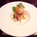 アシェット・ド・マコ - 済州沖のしめ鯖炙り　塩魚汁仕立て　