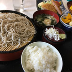 龍王園 - そばが主役ハムカツ定食900円