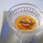 十勝川温泉 三余庵 - 先付　音更産大袖大豆の豆乳蒸し　順才　雲丹　べっこう餡