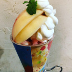 フルーツ＆ソフトクリーム チロル - 川中島白桃となつっこソルベパフェ￥１２００
