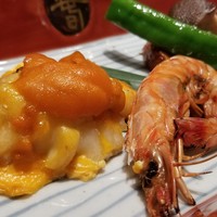 イムリ - おこぜの雲丹黄身焼きと車海老の木の芽焼き盛り