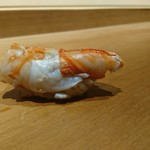 すし幸徳 - 上半身、
      これでﾃﾞｶさがわかりますかね、とても大きな天然物でした。
      聞けば4000円の車エビとのことで、原価が心配になるほどです。素晴らしい。