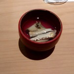 匠 進吾 - 蒸し鮑と鮑茸、鮑の蒸し汁、ピンぼけすみません。