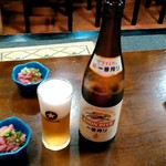 瓶ビールとお通し