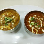 レストラン　ガンジー - 左:野菜　右:キーマ　カトリ小さいけど、値段安い( ≧∀≦)ノ