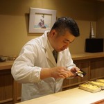 富小路 やま岸 - 誰に来るのかなと構えながら待つドキドキタイム(笑)