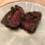 焼肉すどう 春吉 - ハラミ ステーキは 山椒と赤ワインのヴァン・ルージュ ソースで