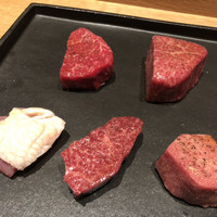 焼肉すどう 春吉 - 黒毛和牛 ハラミ・天草大王・黒毛和牛 タン元 ・鹿児島産 黒毛和牛 ランプ ・長崎産 黒毛和牛 シャトーブリアン  全て ステーキサイズで用意していただきました