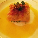 フランス料理 ル・トリアノン - ('12/1)ｸﾐﾝ風味の京人参と甘鯛の湯葉包み