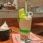 MouMou Cafe - ごろごろ果肉の北海道メロンパフェ1,150円
            単品追加のソフトクリーム500円
