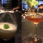 フロリレージュ - 左:甘酒
      右:佐賀の紅茶、プーアール茶、スパイスが含まれてるお茶