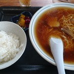 たかお - 中華そば(ネギ抜き)、半ライスセット(550円＋100円)