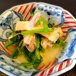 蕎麦 高しま - ほうれん草と揚げの煮浸し