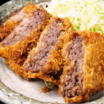 Cow tongue minced meat cutlet set meal