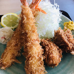 とん太 - ミックスC定食  海老フライとカキフライ