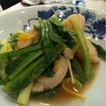 御田町 桃の木 - 台湾A菜とホタテの塩炒め