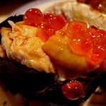 かねとも寿し - にしんの白子軍艦いくら乗せ