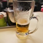 餃子の王将 - サービスの生ビール（飲みかけすみません…）