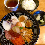 Sengyo Toridashi Men Sawamura - ちらし麺 松1300円と白飯＋100円