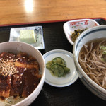 たぬき庵 - ミニ丼セットのソースかつ丼と冷やし蕎麦
