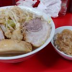 ラーメン二郎  - （2019.9.6）ラーメン、ニンニクましまし、アブラましまし、豚増し、脂飯