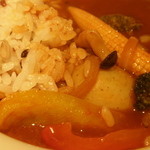 ワイン懐石 銀座 囃shiya - 野菜たっぷりハヤシライス；アップ；甘みのある五穀米