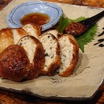 立呑み とだか - とり皮餃子ピリ辛ソース