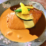 Kabocha An - 「Aランチ(季節の前菜プレート＋メイン料理)」@1400(税別)  メイン料理は、『海老トマトクリームソース&デミグラスソースのオムライス』