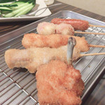 Akindo - おまかせ串揚げ5本  
                      とり・豚・うずら・ソーセージ・チューリップ