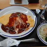 青森県立中央病院 外来食堂 - オムライスセット。