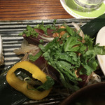 やさいの王様 - 本日の魚料理（初鰹のタタキ  香味野菜仕立て）