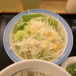 松屋 - 野菜サラダにはフレンチドレッシングをかけて。